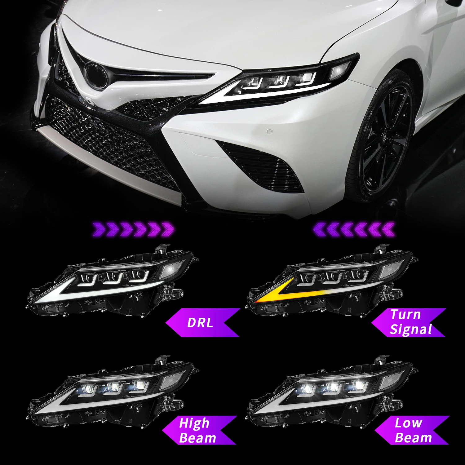 Archaic Full LED Camry 3 Projektoren DRL Front leuchte Plug & Play Sequentielles Signal für  Camry 2018 2023 Scheinwerfer