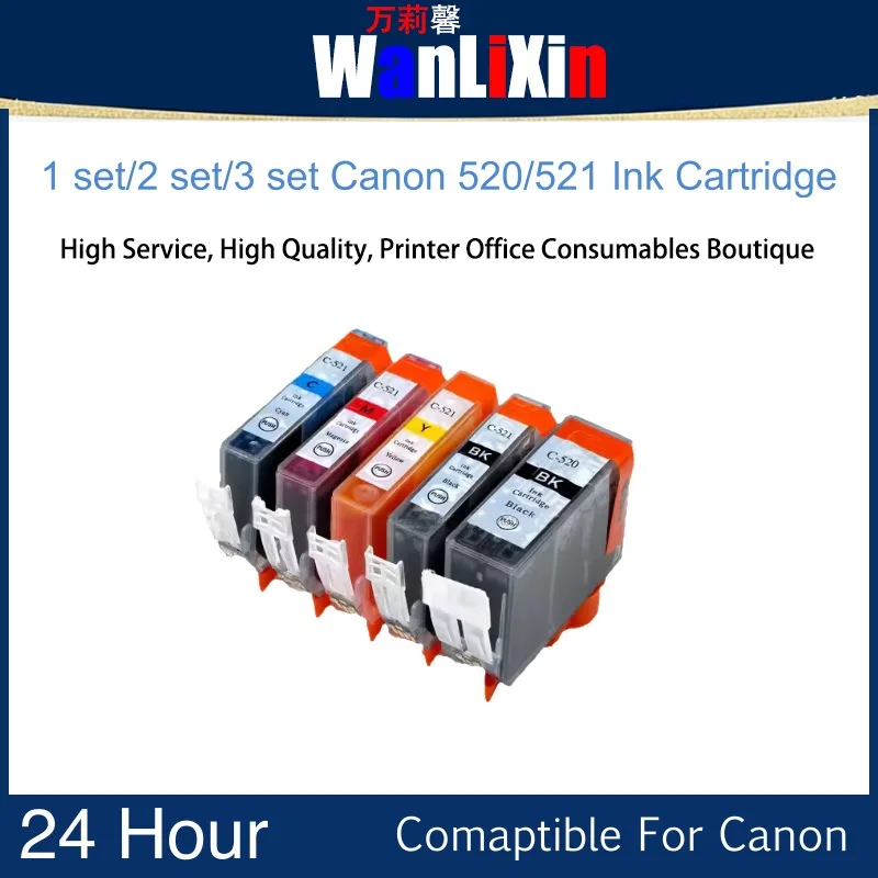 

1 set /2 set /3 set 520/521 Ink Cartridge Compatible For Canon PIXMA IP3600 IP4600 IP4700 MP540 MP550 MP560 MP640 MP620