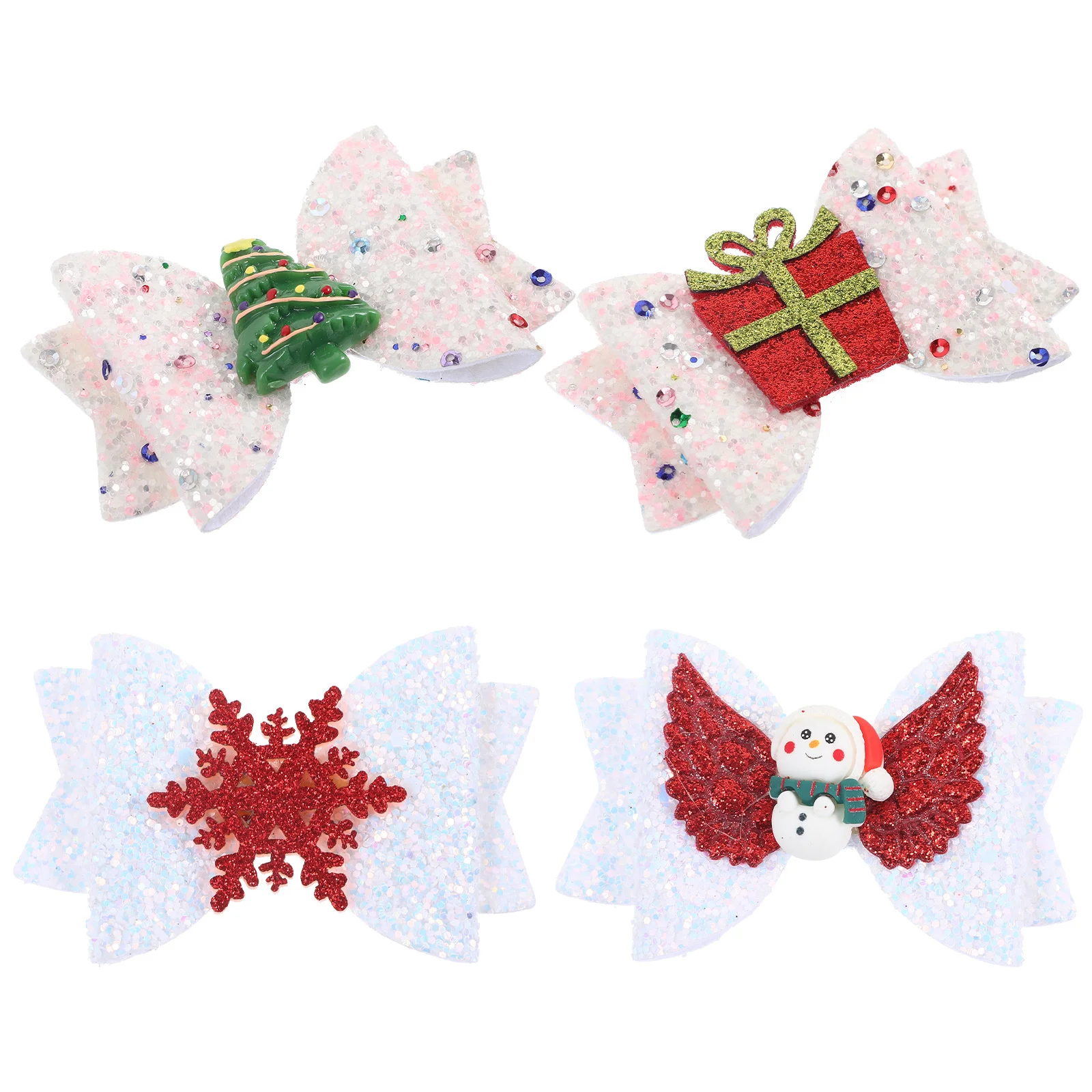 

4 Pcs Hair Accessories for Bow Hairpin Christmas Bowknot Onion Powder Barrettes Clip