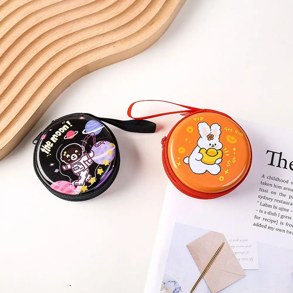 Round Square Bunny USB Cable Organizer Wallet Gift Students Kids Headphone Case Earphone Storage Bag Coin Purse Earbuds Box