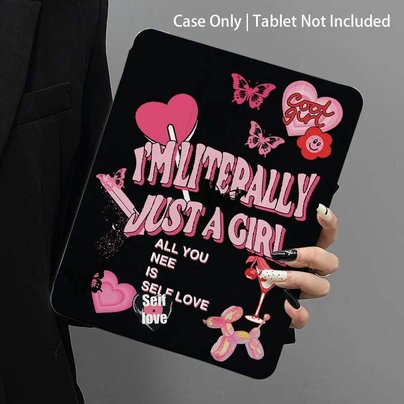 Black Pink Tablet Case for IPad 9th 8th 7th 10.2in Protective Case for 10th 11th 11in Pro 10.5 Air3 Air4 10.9in Book-Style Cover