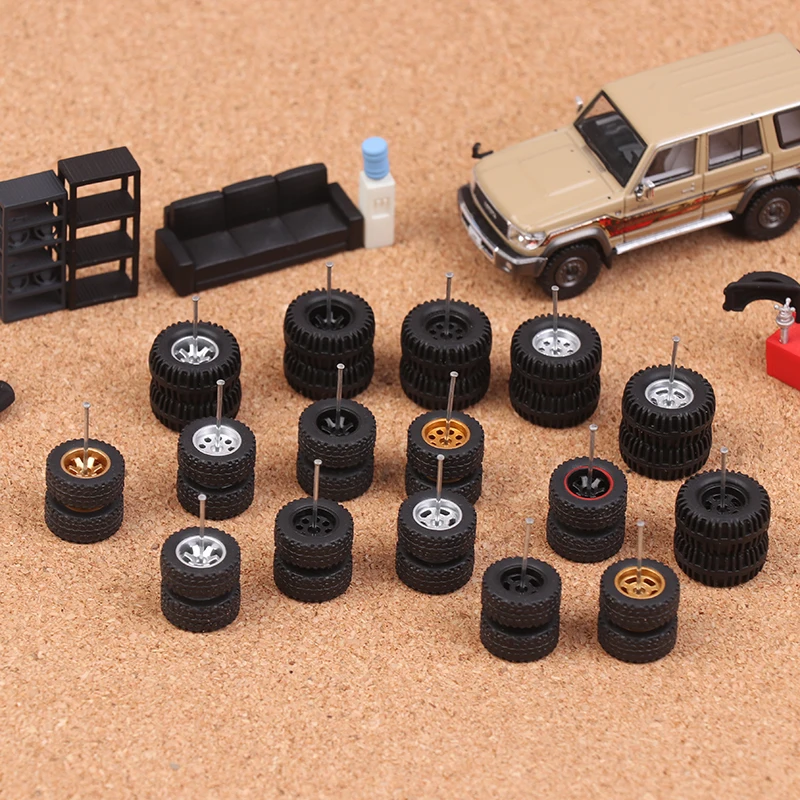 

X-Scale 1/64 Alloy Car Off-Road Wheels with Rubber Tires for 1:64 Car Model Scene Accessories 1:64 Wheel Rims Parts