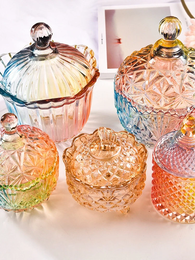 glass-candy-storage-jar-electroplated-snack-box-square-sugar-canister-dry-fruit-nuts-storage-container-seasoning-jar
