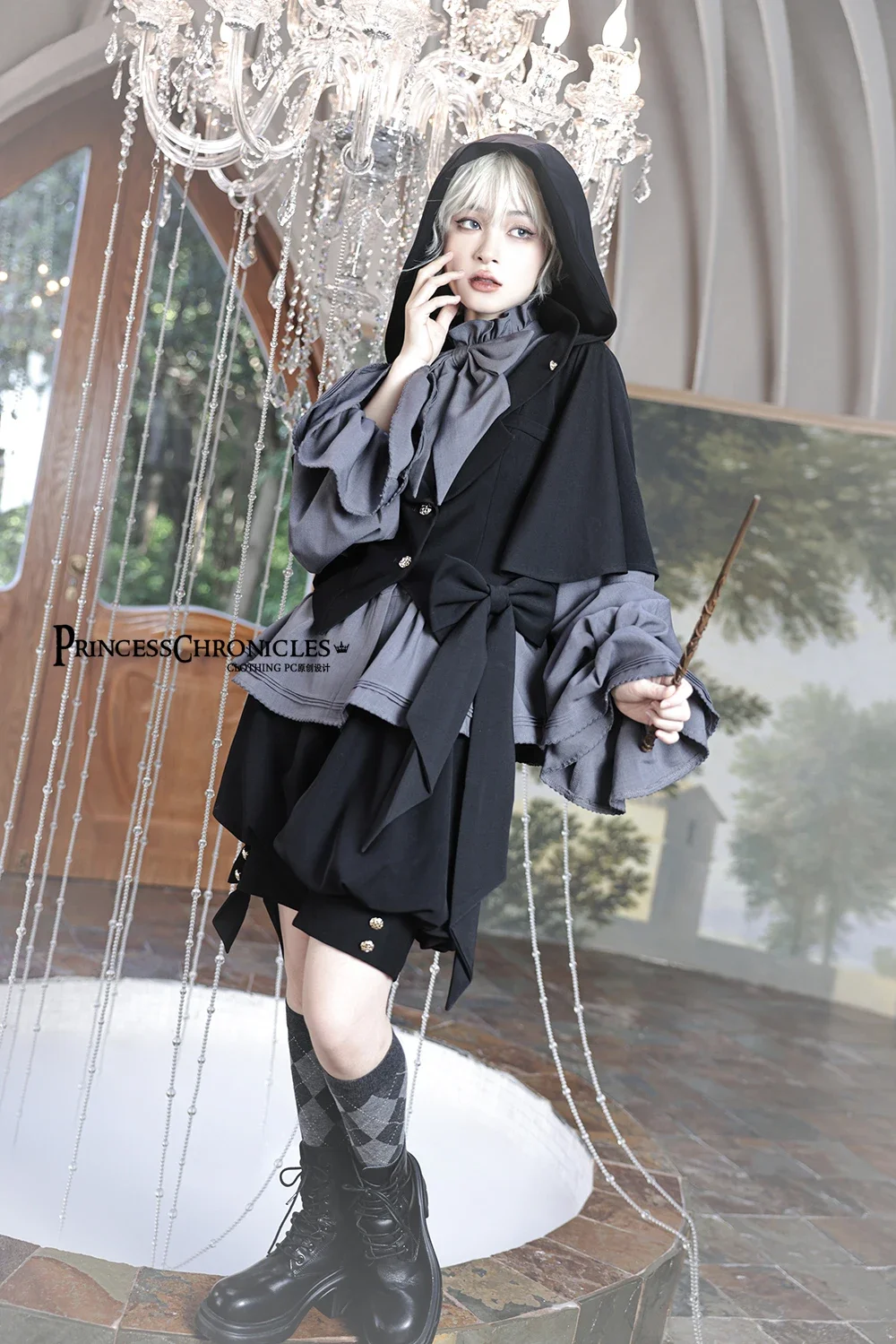 

Ouji Lolita Gothic Hooded Rabbit Ear Cape / Short Pants / Long Sleeve Shirt by Princess Chronicles ~ Rabbit in Moonlight 2025