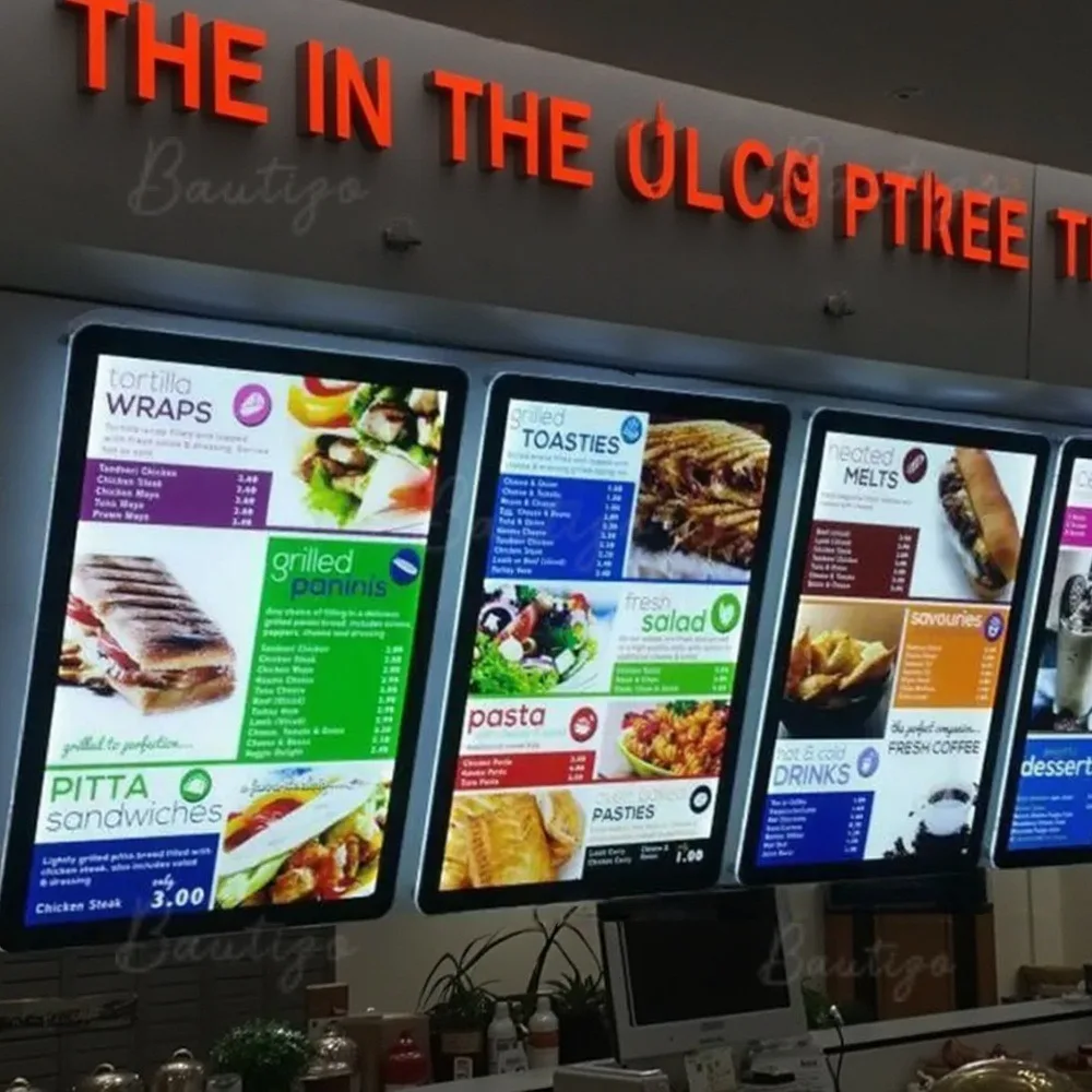 Custom LED Light Box Sign Backlit Menu Board Illuminated Poster Display Ultra-Thin Poster Hanging Sign Restaurant Burger Shop