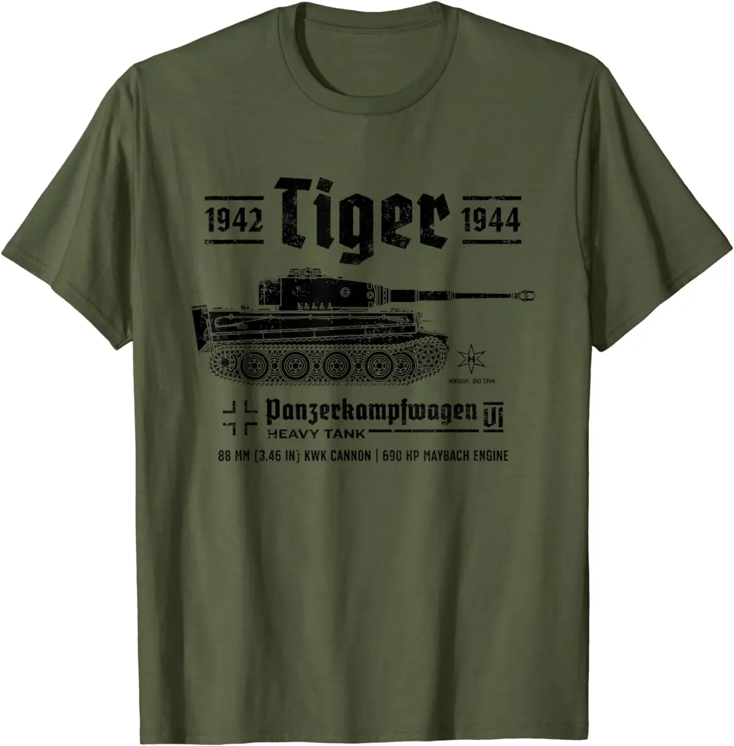 

Panzerkampfwagen Heavy Tank Graphic T-Shirt Men Breathable Cotton T-shirt
