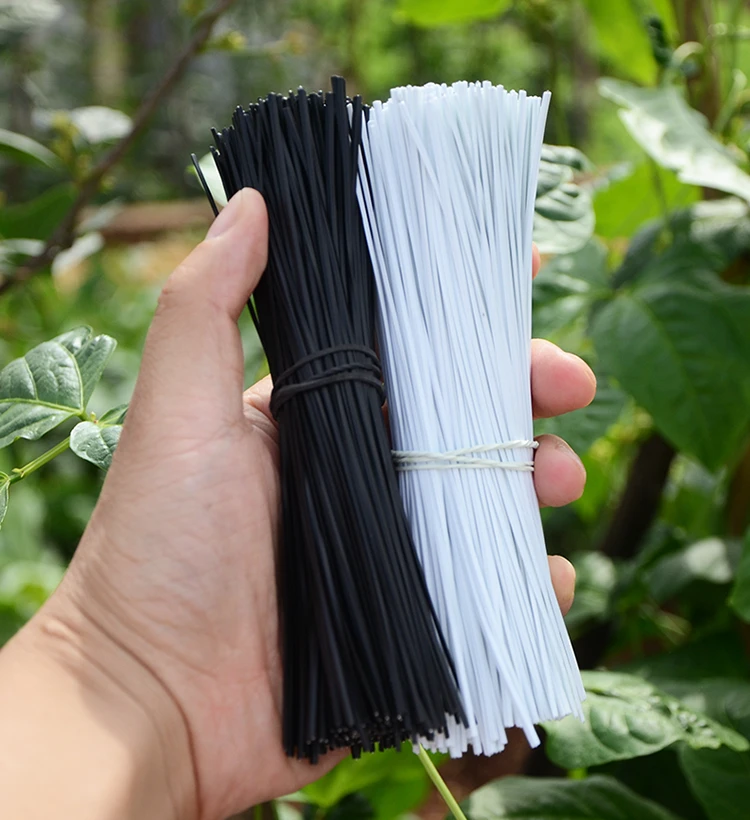 1000Pcs Black White Twist Tie Plastic Shell Reusable Galvanized with Iron Core Bendable Cable Ties 8mm/10mm/12mm/15mm