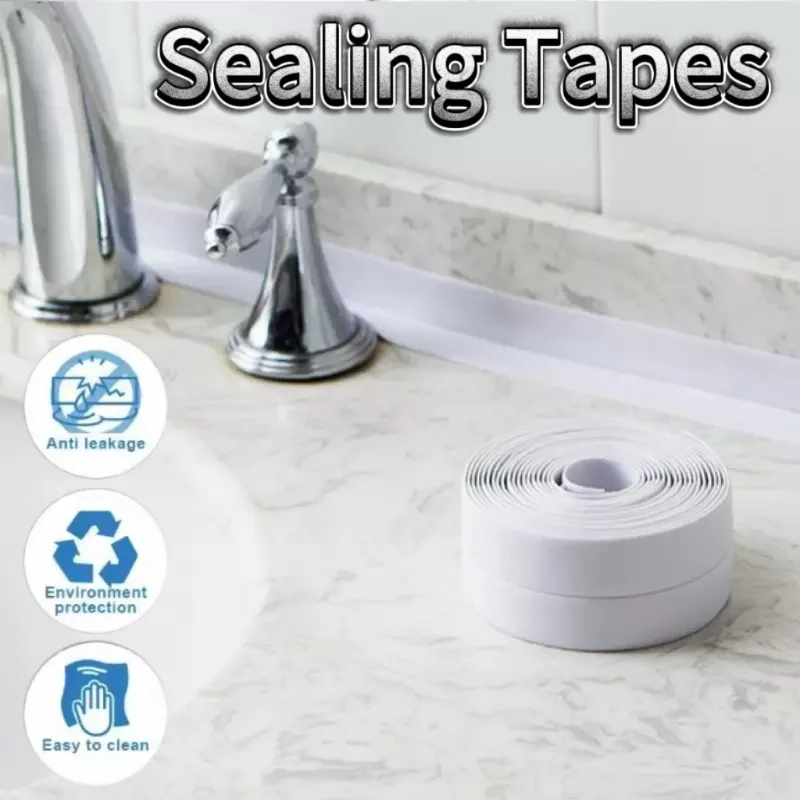 

1/2/3rolls Self-adhesive Sealing Tape PVC Oil-Proof Kitchen Sink Edge Caulk Tape Waterproof Bathroom Toilet Corner Wall Sticker