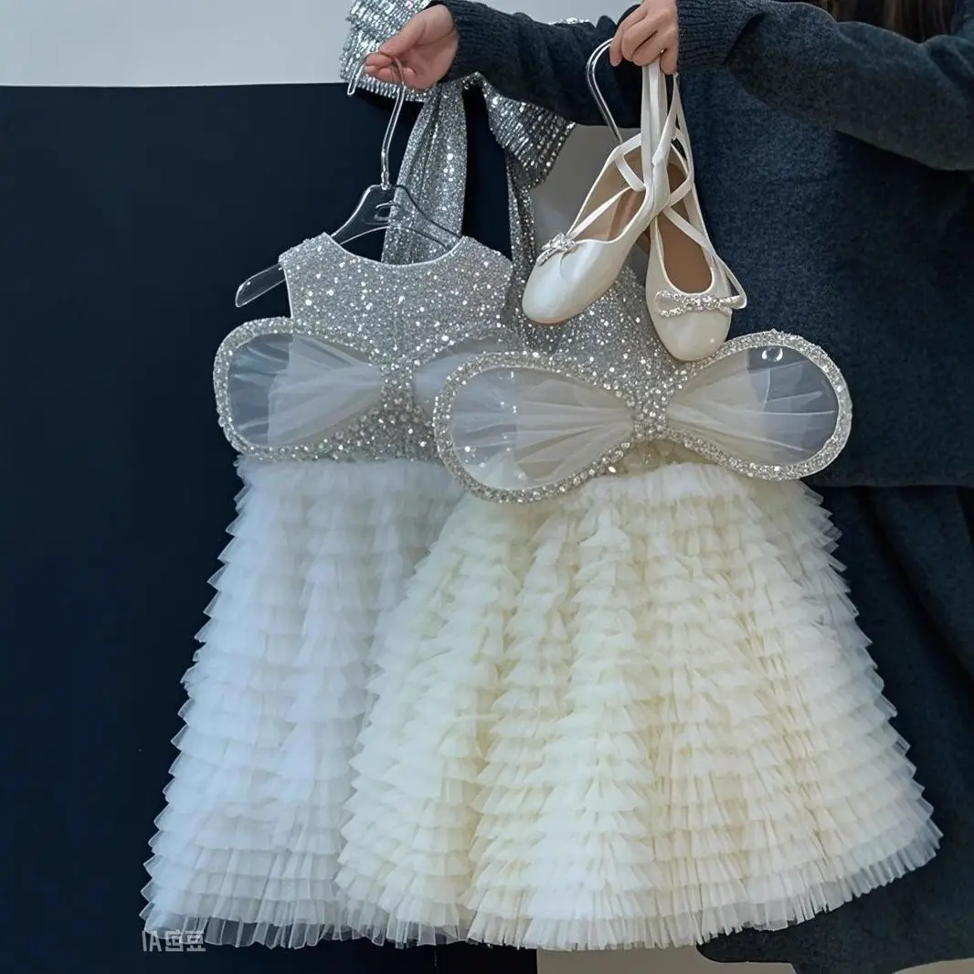 Girl  Sweet Pretty Mesh Cake Dress Princess Dress 2026 Spring/Summer Angel's Wings Birthday Dress