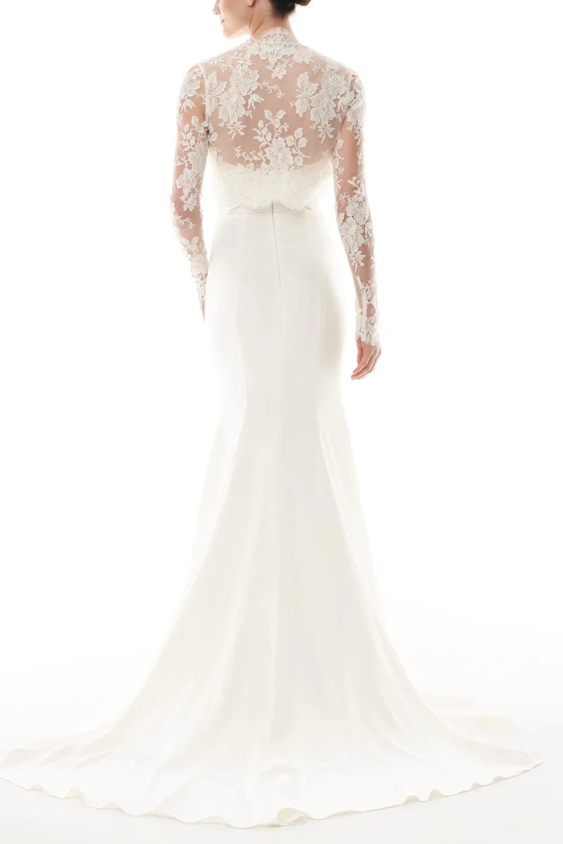 Customized Wedding Boleros Lace Full Sleeves Bridal Jacket Bride Top Cover Women Capes Formal Party Accessory
