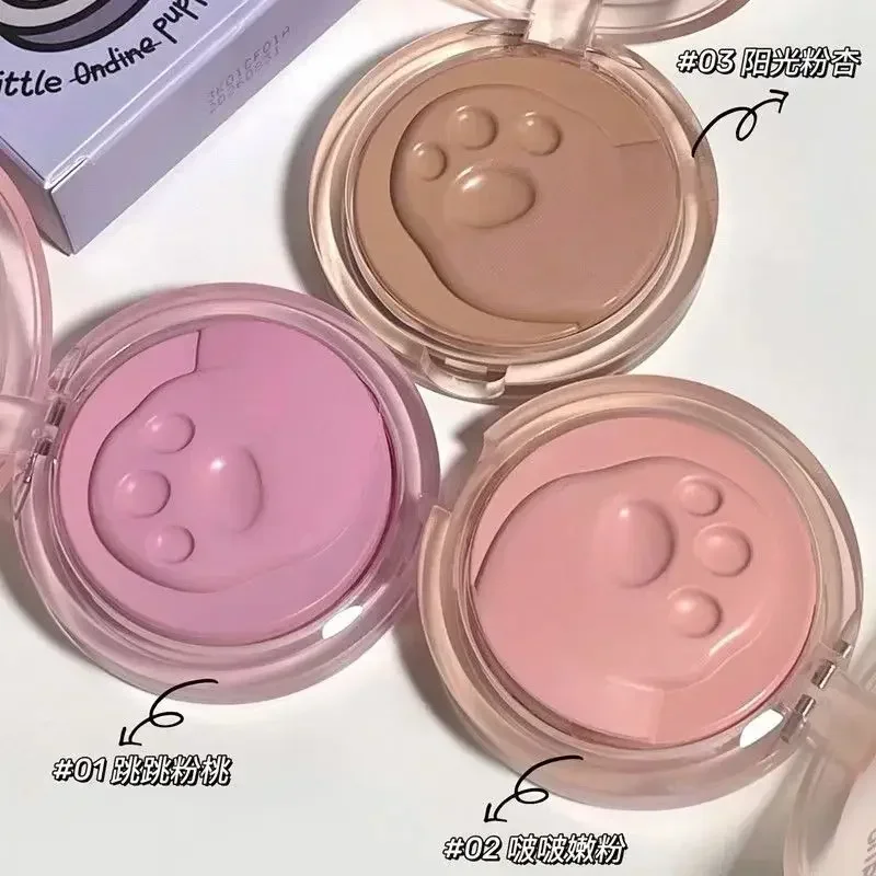 Little Ondine Puppy น่ารักแต่งหน้า Monochrome Powder Blusher ครีม Long Lasting Matte ธรรมชาติที่ละเอียดอ่อนแบบพกพา Face เครื่องสําอาง