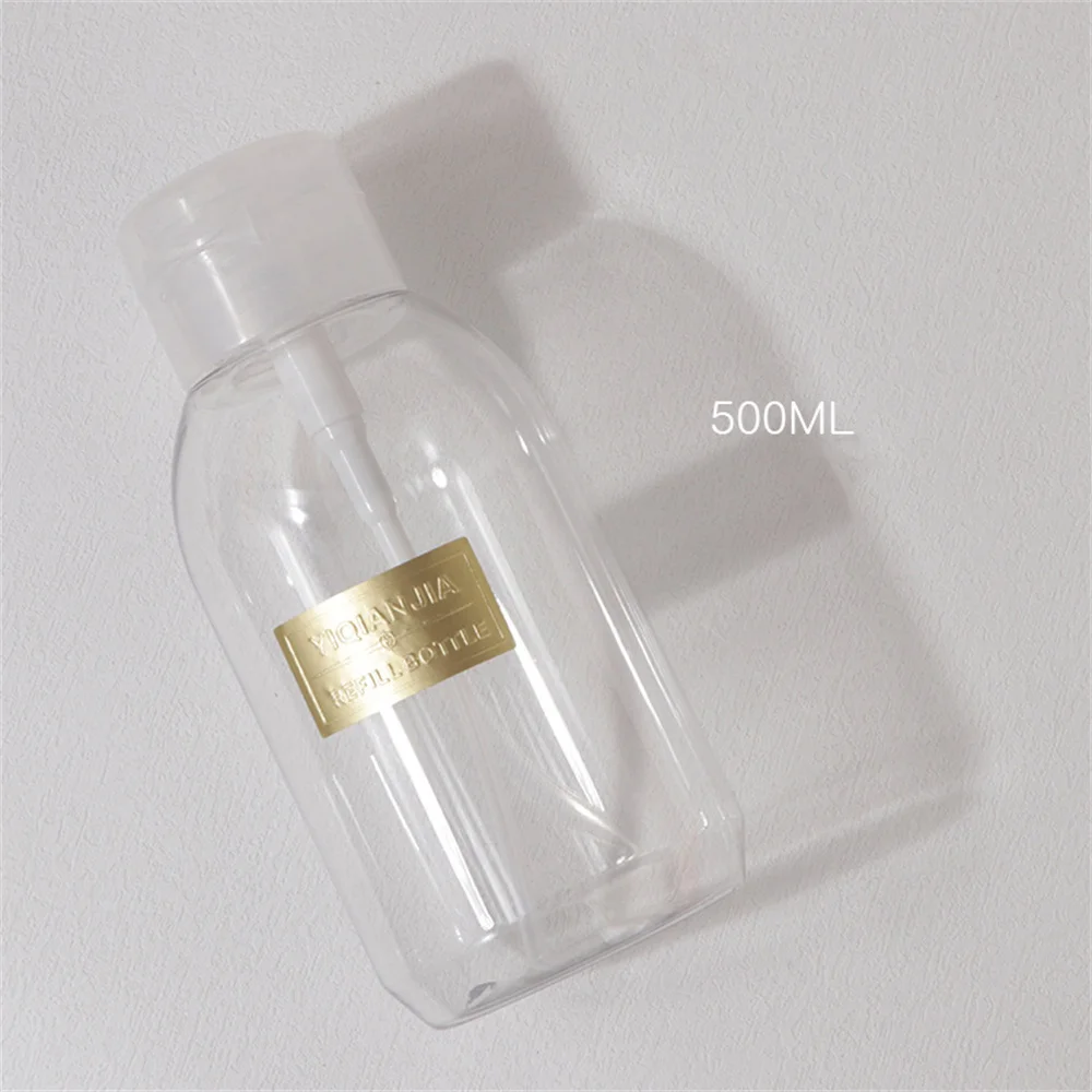 150/200/300/500ml Manicure Removal Press Bottle Clear Empty Pump Bottle Portable Nail Polish Remover Cleanser Cosmetic Dispenser