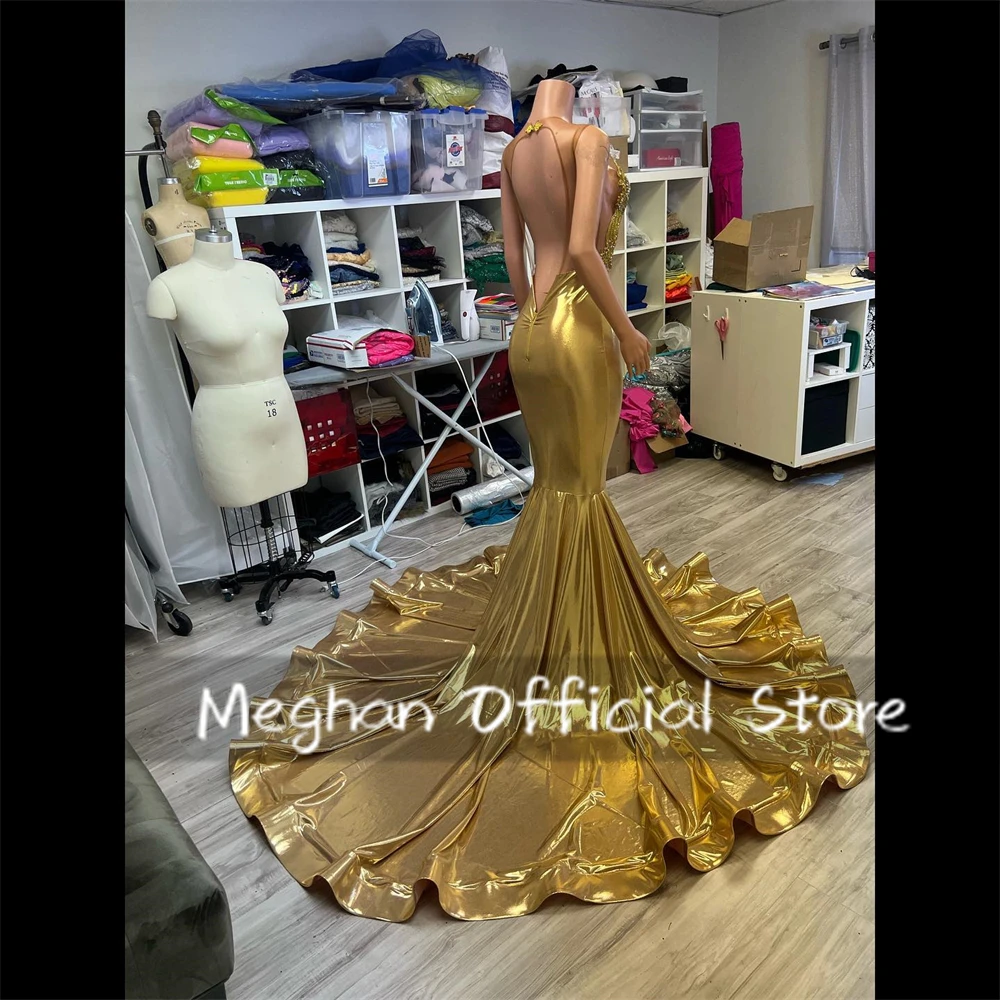 Cuentas de cristal O N vestidos de graduación largo dorado negro chica 2025 cumpleaños vestido de lujo apliques vestido de graduación espalda personalizada