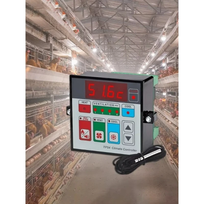 TP54 4‑Stage Ventilation Temperature Controller NTC Sensor Suitable for Intelligent Poultry Farm Climate Control