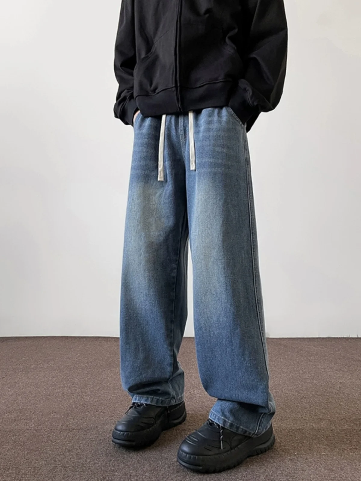 

Мужские джинсы в американском ретро-стиле, весенне-осенние, свободные, прямого кроя, износостойкие, модные, расклешенные, со средней посадкой, длинные брюки