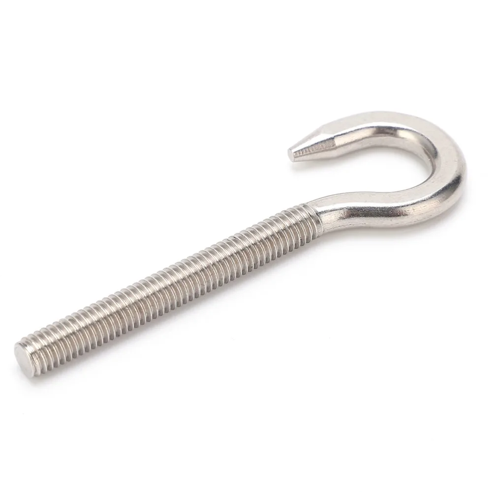 10pcs High Hardness Eye Bolt Screw Long Shank Design Threaded Rod Threaded Hook Bolt Ring Eyelet Screw Home Improvement