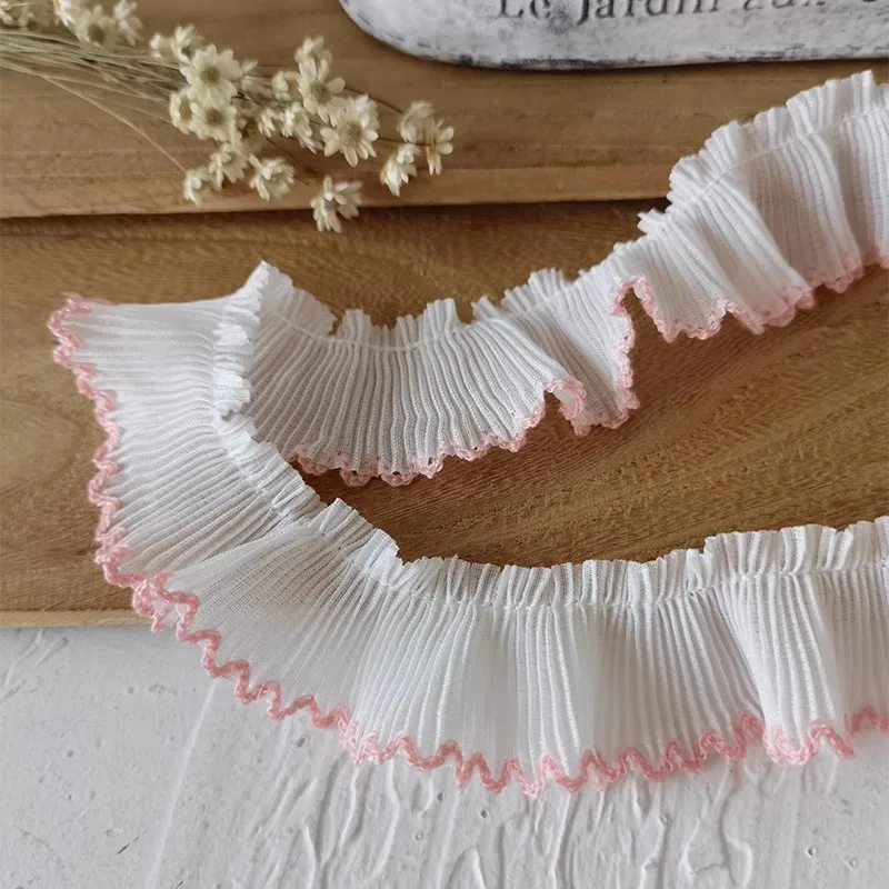 Low price organ pleated white chiffon colored edging lace DIY clothes skirt Bra Swimsuit edging Hand sewing accessories supply