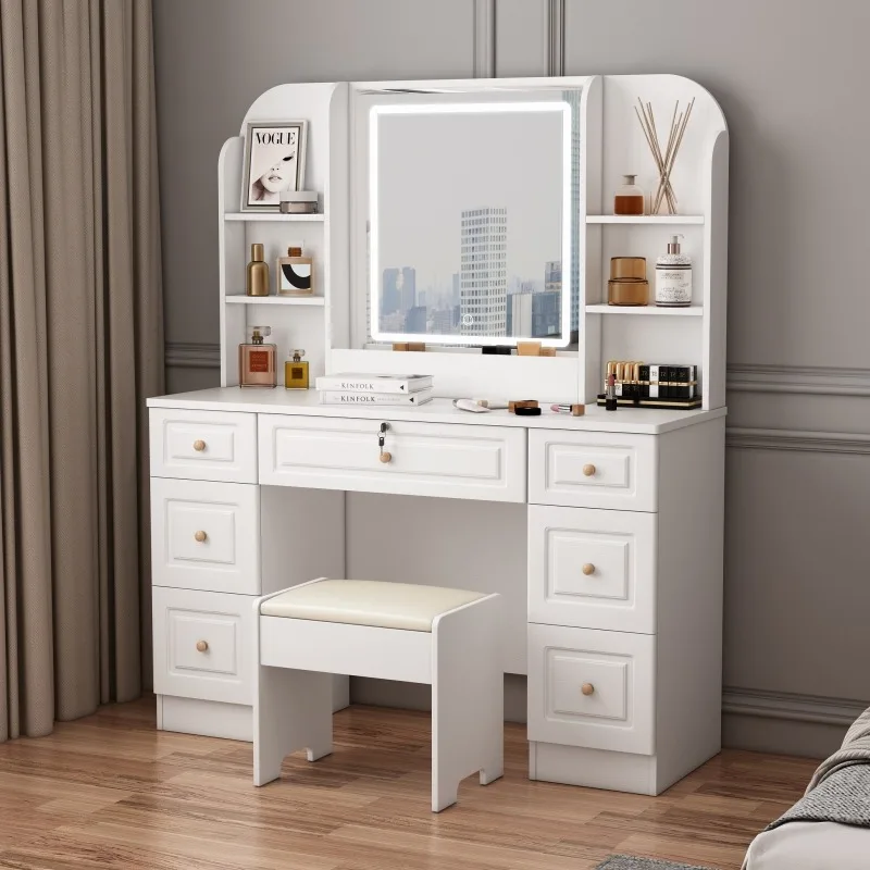 

Stool Fashionable Dressing Table Perfume Vanity Simple Storage Dressing Table Bedroom Mirror Moveis Para Quarto Furnitures