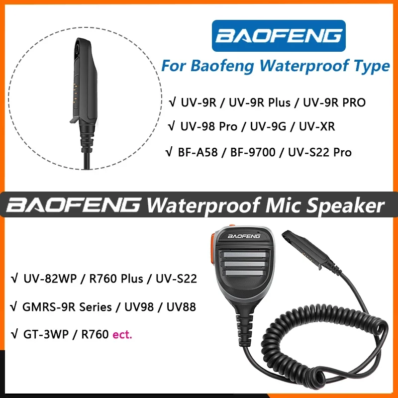 Baofeng Walkie Talkie UV 9R Pro Speaker Microphone Waterproof PTT Speaker Mic for UV9R Plus UV S22 BF A58 BF 9700 GT 3WP Radio