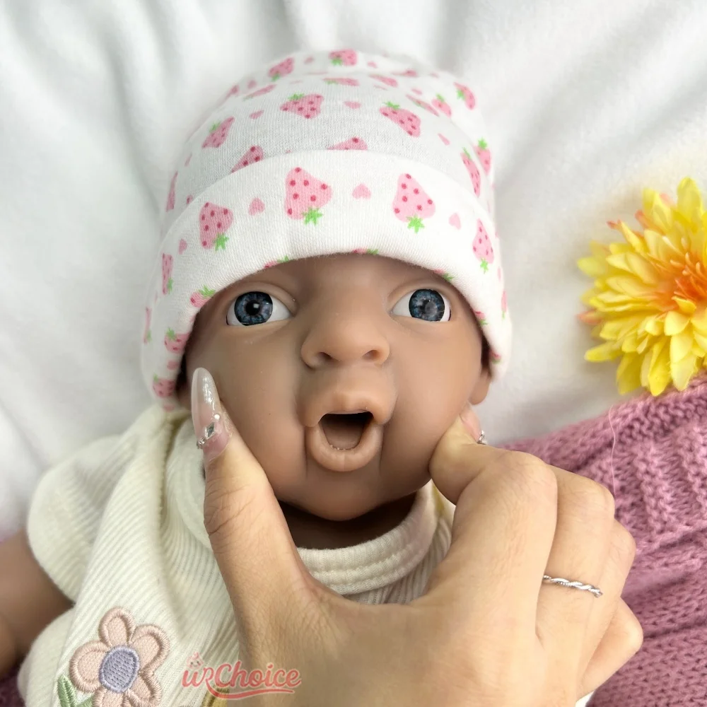 44 cm non verniciato pelle scura ponderata in silicone rinato bambina corpo morbido realistica bambola neonato impermeabile per genitori in attesa
