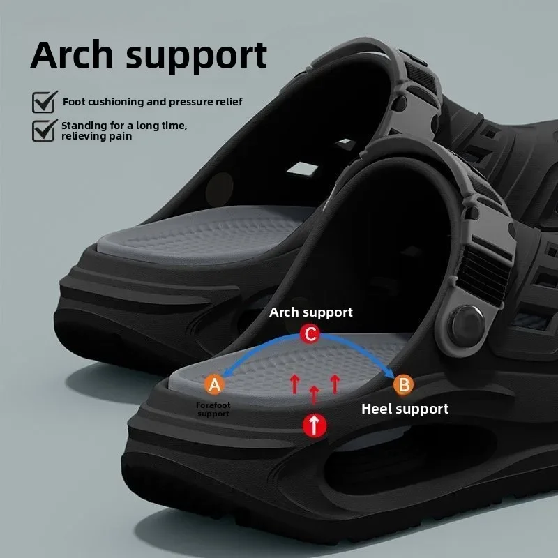 Arch support, anti slip, soft sole, wear-resistant cool slippers for wearing, thick sole breathable odor proof summer hole shoes image 3