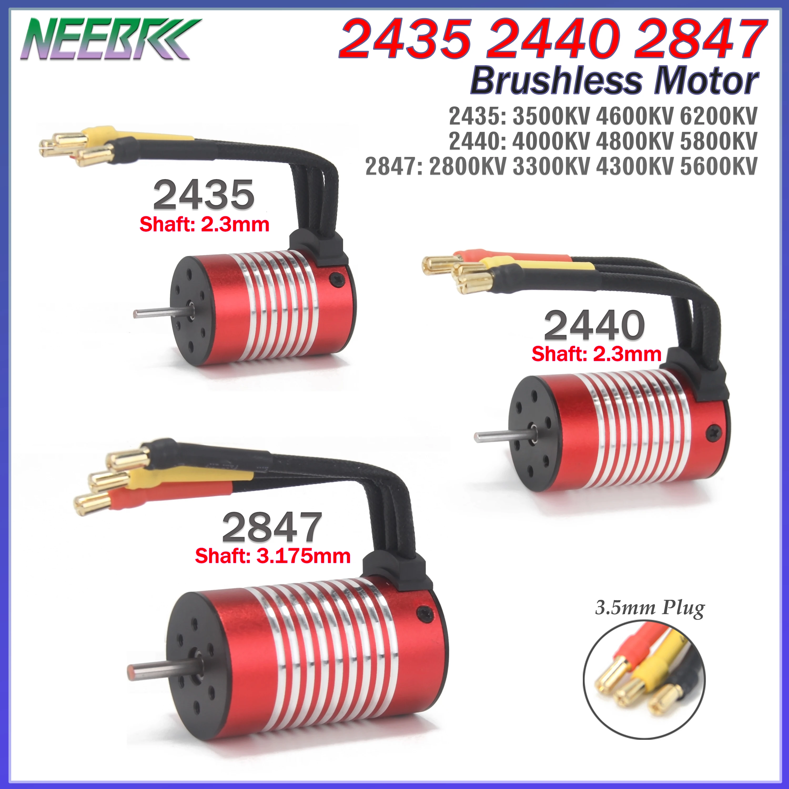 NEEBRC 2435 2440 2847 Bürstenloser Motor für 1/12 1/14 1/16 RC Auto, Truck, Buggy, Boot, Wltoys, Remo Hobby, XLH, Timaya, Redcat Modellteile