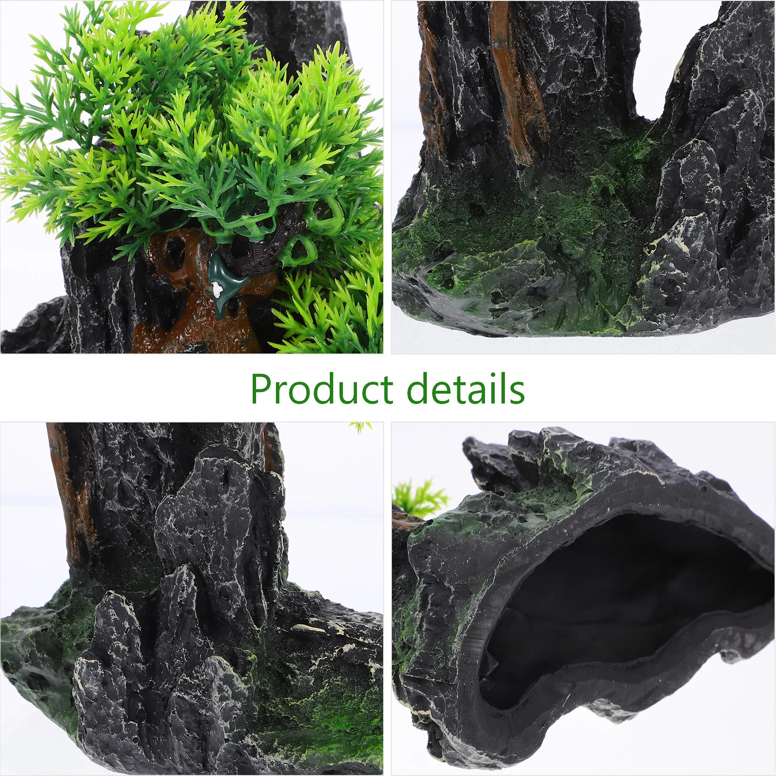 

Lifelike Resin Rockery Fish Tank Decor Landscaping Ornament Durable Sturdy Adornment Small Compact Design Stable Wide Bottom