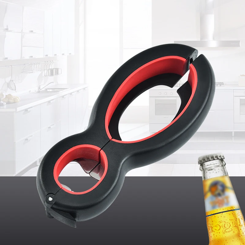 6 In 1 Bottle Opener Multifunctional Can Jar Lid Remover Non Slip Manual Kitchen Gadget For Beer Soda All Kinds Of Canned Goods