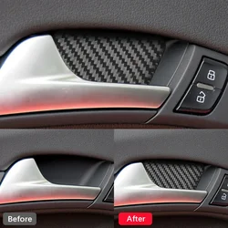 4X Car Inner Door Bowl Decor Cover Trim Stickers Carbon Fiber For Audi A4L A4 B8 2009-2016 Q5 2009-2017 A5 2008-2017 Accessories