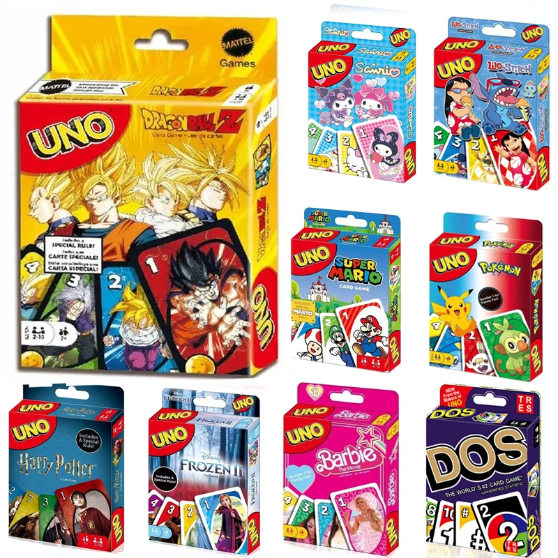 Mattel Games UNO Dragon Ball-Kartenspiel für die Familienabend mit TV-Show-Thema-Grafiken und einer besonderen Regel für 2–10 Spieler