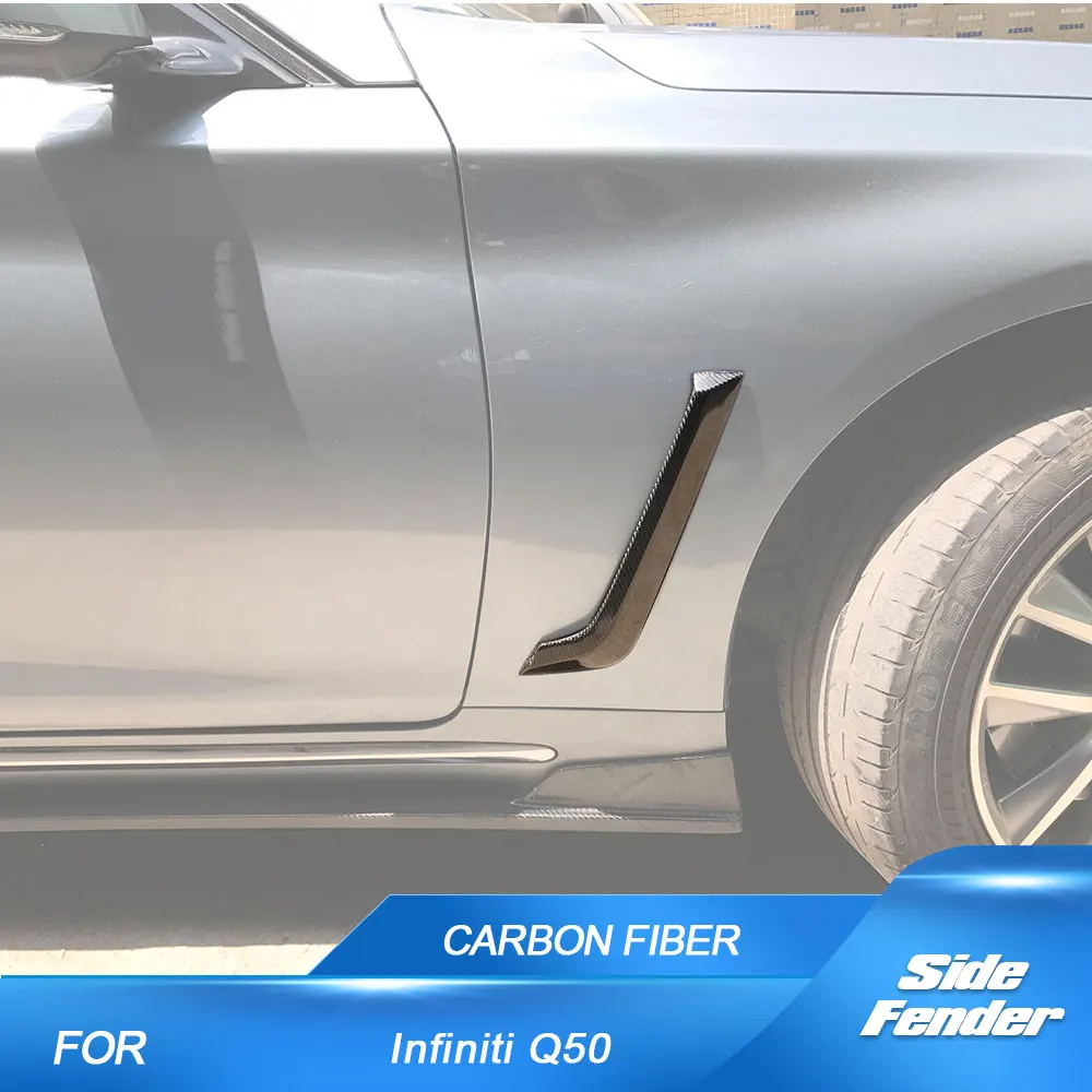 

Car Side Door Fender Air Vent Trim Cover For Infiniti Q50 Base Standard and Sport 2014-2019 Carbon Fiber Front Canards Kits