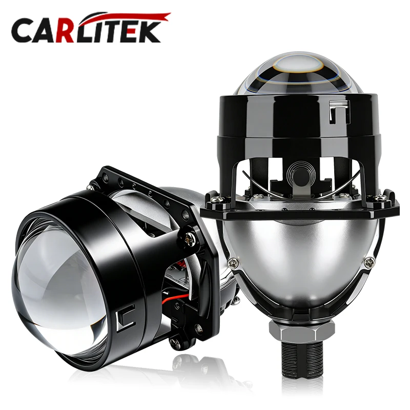 Lentes de Proyector Bi-LED de 2.5 Pulgadas con Luz Halo H4 H7 9005 9006, Faro Delantero para Auto, 40000lm 120W, Ojo de Ángel, Luz Alta y Baja, Kit de Lámparas LED para Auto