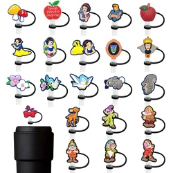 Snow White Cartoon Silicone Straw Toppers for 10mm,Straw Caps for Glass Cup,with 30&40Oz Tumbler with Handle Dust-Proof Reusable
