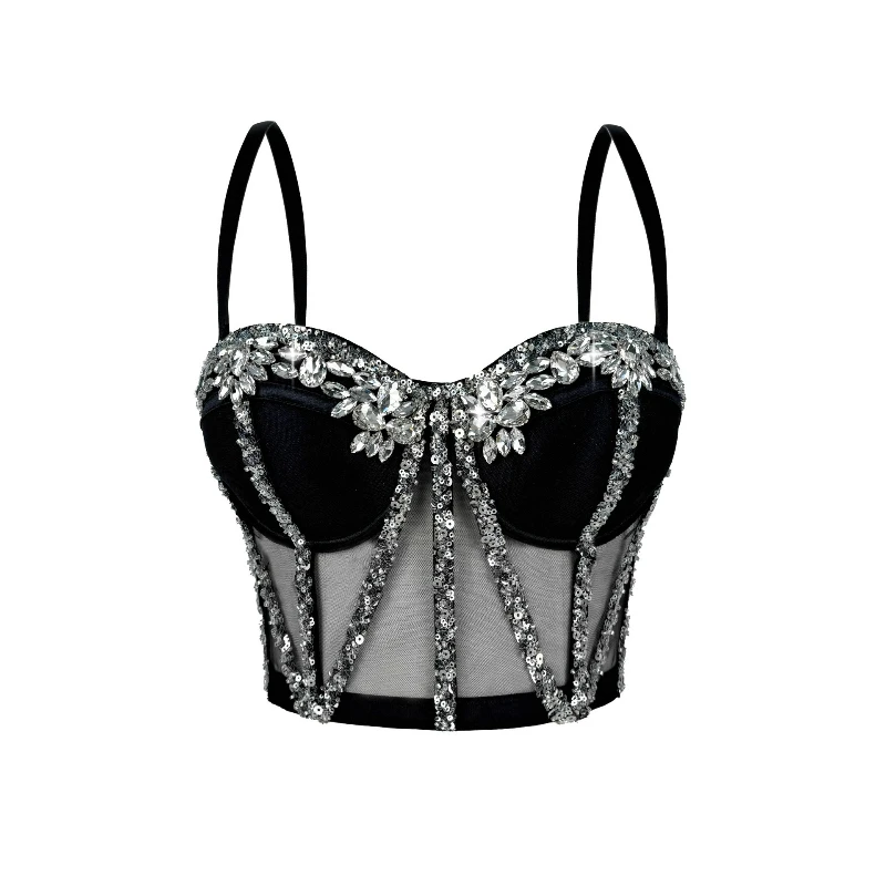 

Новинка лета 2026: Модный утягивающий топ-корсет с блестками и стразами, полупрозрачный сексуальный бюстгальтер-корсет без бретелек для женщин