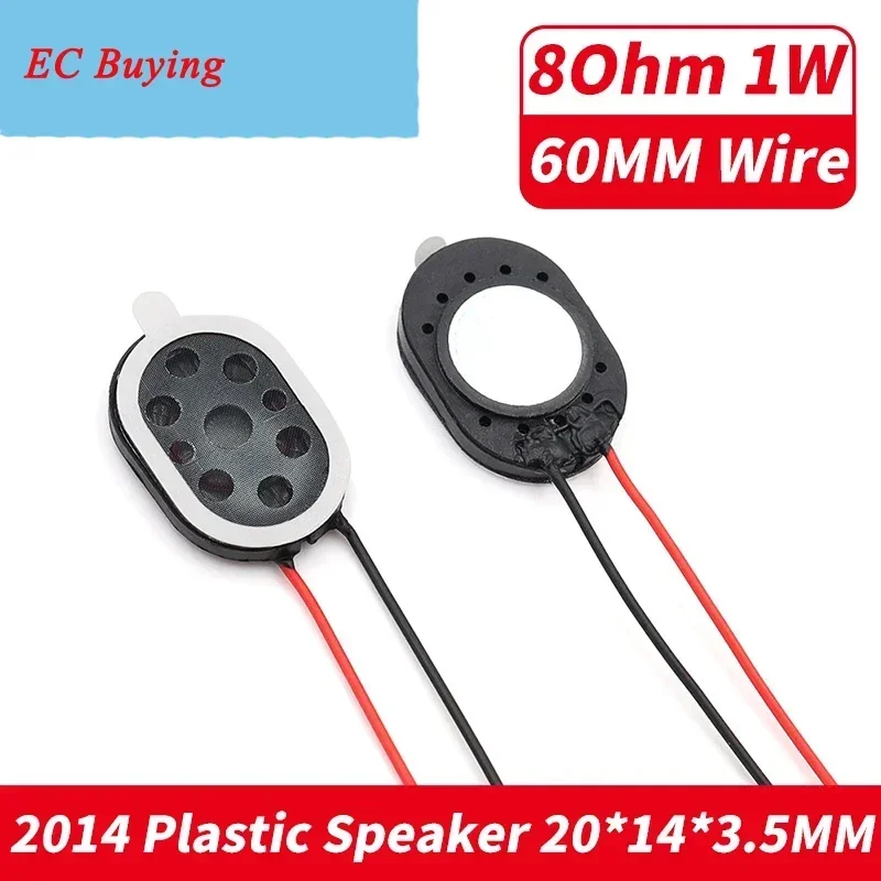 

5Pcs/Lot 2014 Internal Magnetic Plastic Speaker 8Ohm 1 Watt Elliptical Flat Panel MP3 Speaker Wire Length 60MM 20*14MM 8R 1 Watt