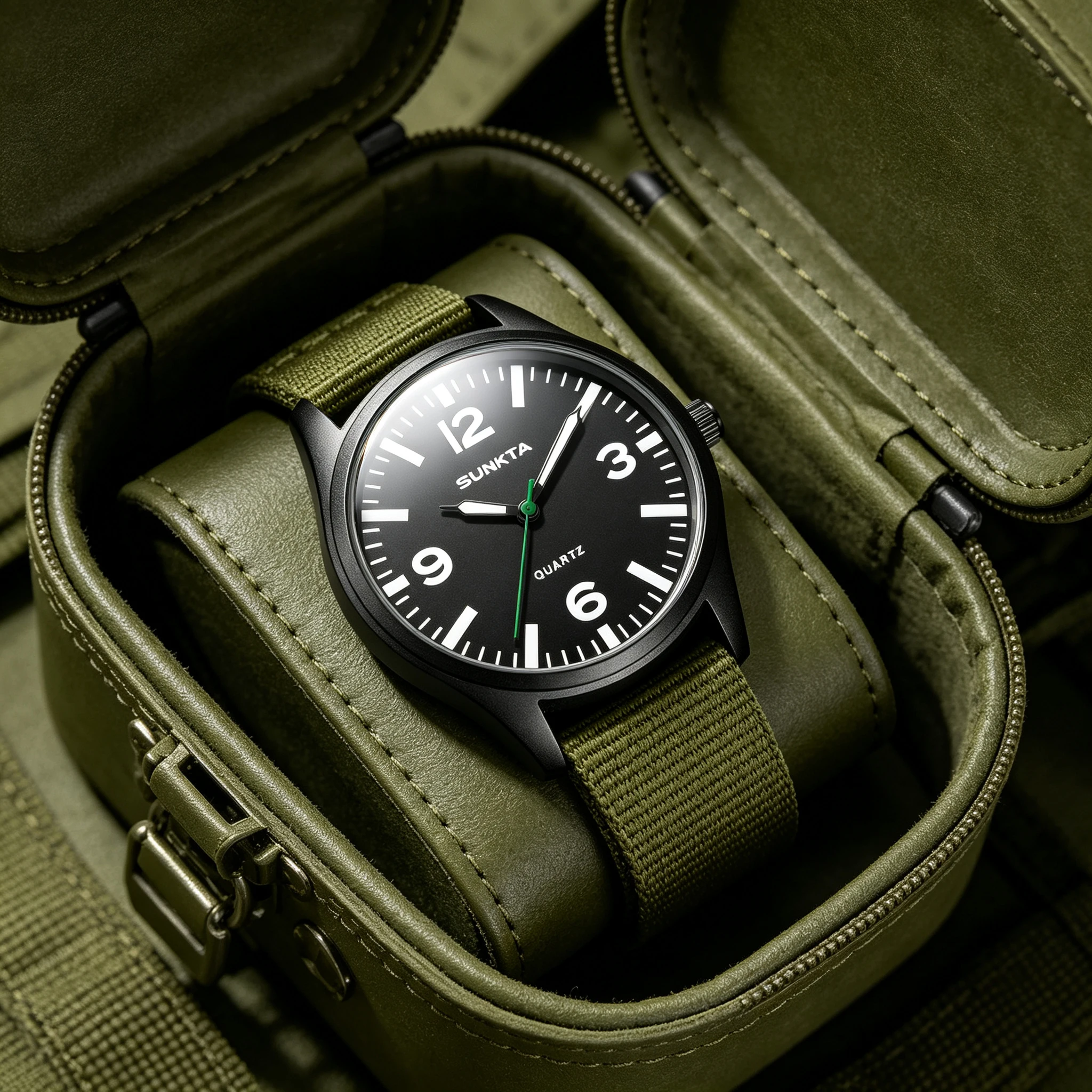 SUNKTA Brand Luxury Men Quartz Date Watch Nylon Leather Waterproof Luminous Military Sports Watches For Men relogios masculino