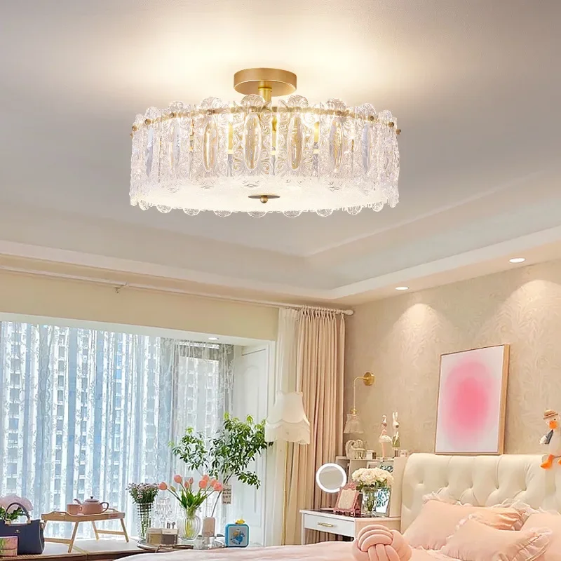 

SANDYHA Crystal Ceiling Light Bedroom Decoration Home Led Lamps Chandeliers for Living Room Lighting Acrylic Circular Lampshade