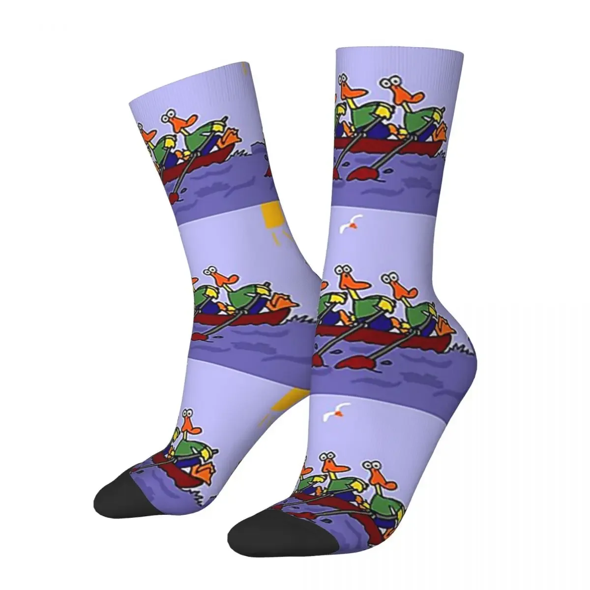 

Cool Ducks In A Row Boat Cartoon Socks Harajuku Super Soft Stockings All Season Long Socks Accessories for Unisex Gifts