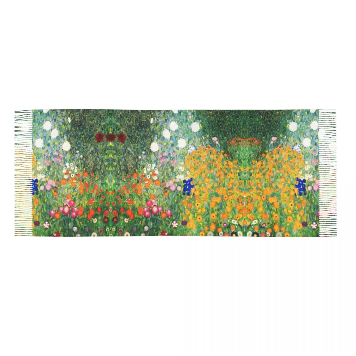 Flor jardim de gustav klimt cachecol feminino masculino luxo inverno outono envoltório xale pintura arte borla envoltórios