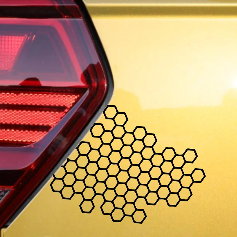 Waterproof Hexagonal Honeycomb Grid Vinyl Decals Personalized Decor Stickers for Car Motorcycle E-Bike Taillight Exterior Mod