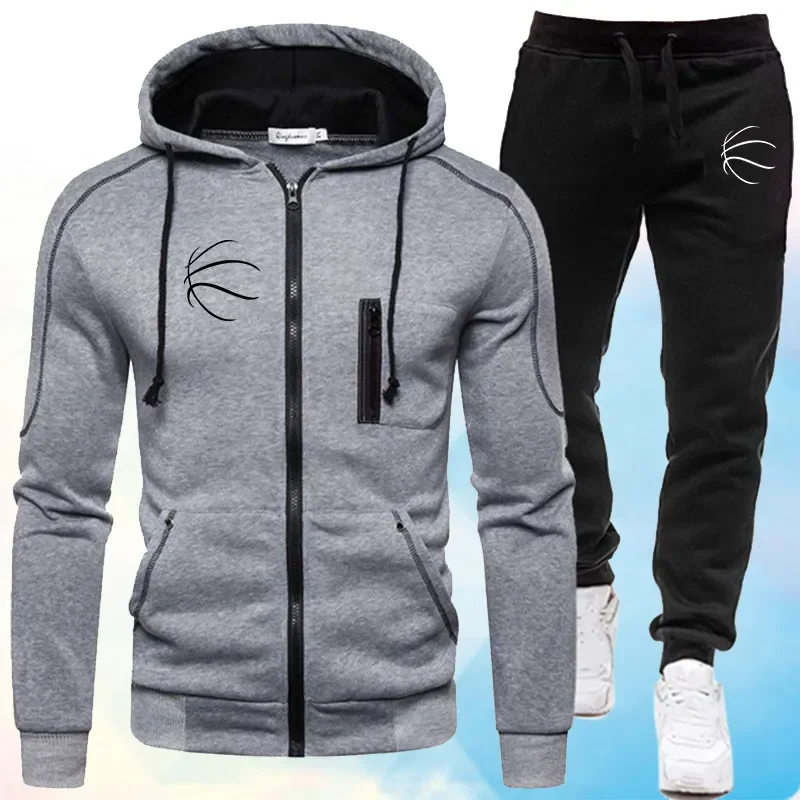 

New Fashion Zipper Hoodie Set Mens Tracksuit Sports Wear Pullover Sweatershirt Suits Hoodies Pants Sport Wear for Men