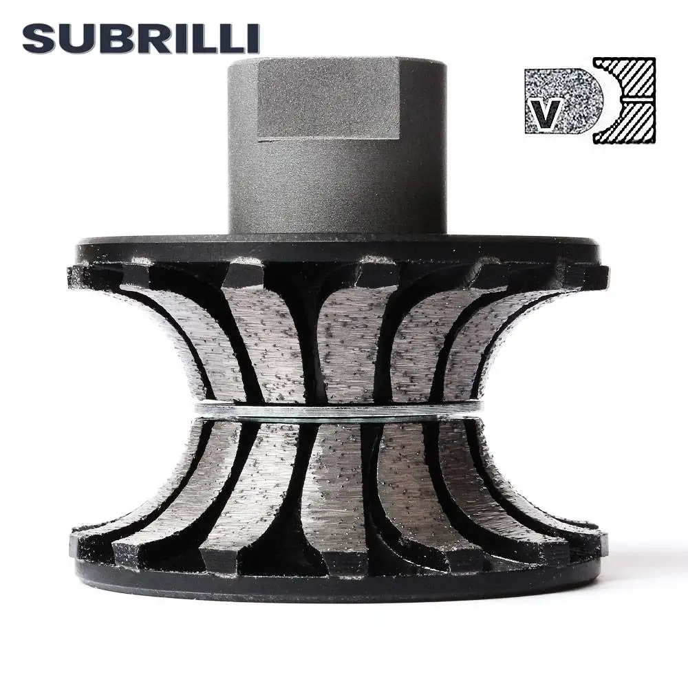 Subrilli e20/f20/o20/a30/v30 perfil de diamante roda moagem roteador bit demi bullnose borda ferramenta corte abrasivo