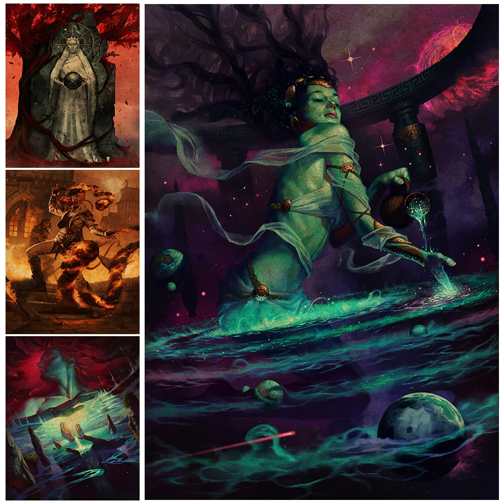 

Galactic Goddess And Mother Of The Earth Abstract Wall Art Canvas Painting Hell Fire Devil Vintage Poster And Prints Home Decor