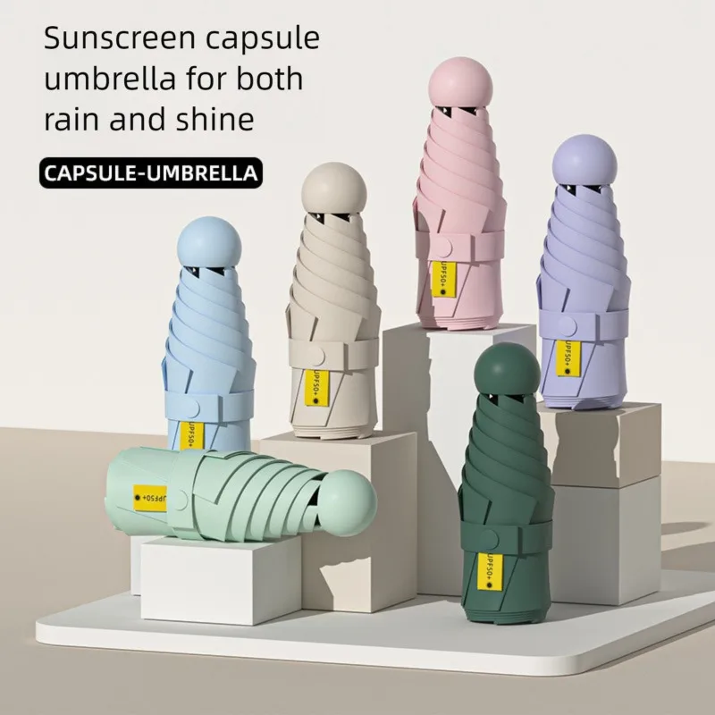 

Capsule Sunshade Women High-end Feel Vinyl Dual-use For Sun Rain Mini Ultra-light Umbrella Raincoat Paraguas Mujer Sombrillas