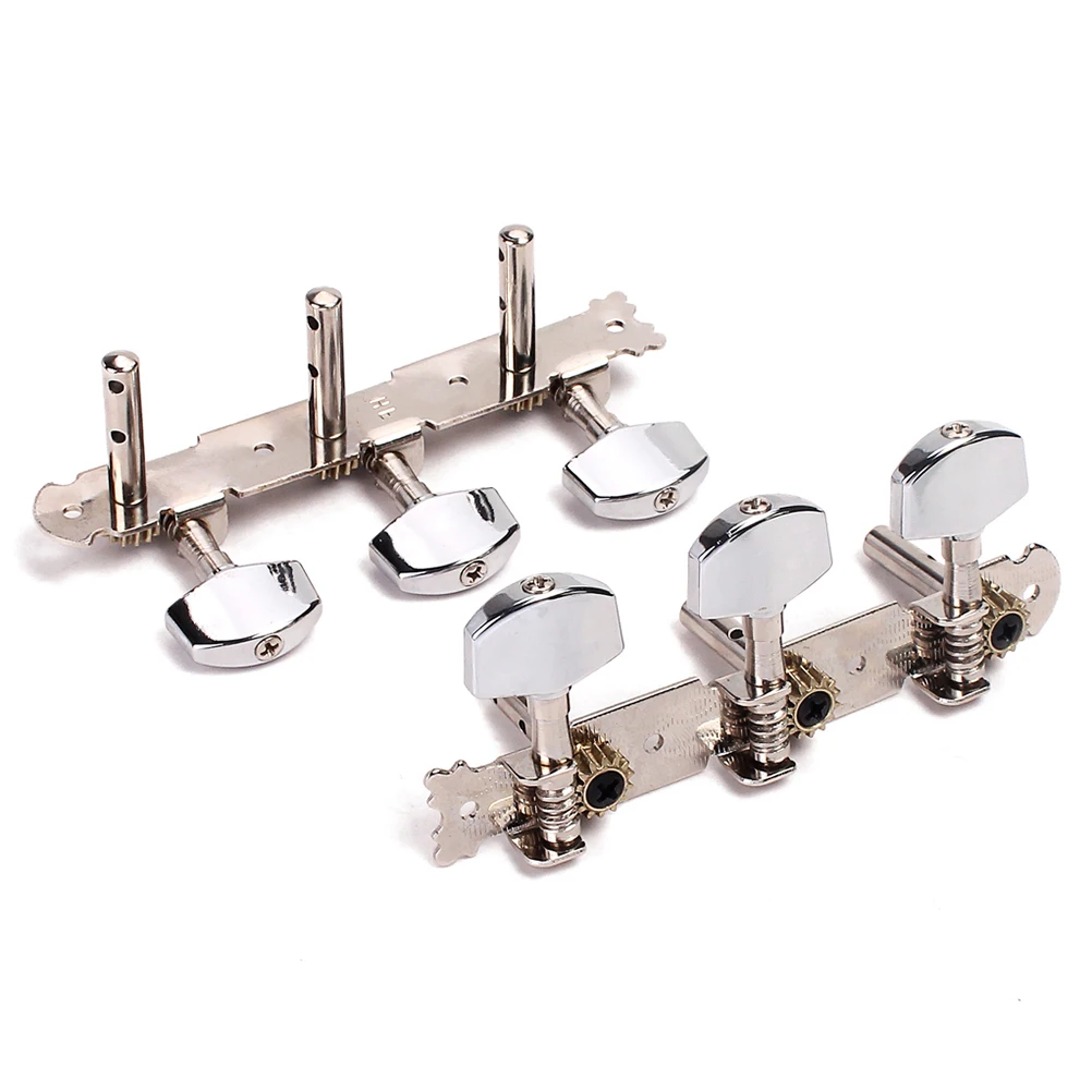 

Mini Square Head Double Holes Classical Guitar Machine Heads 3+3 Tuning Pegs for Guitar Bass GC301E (Silver)