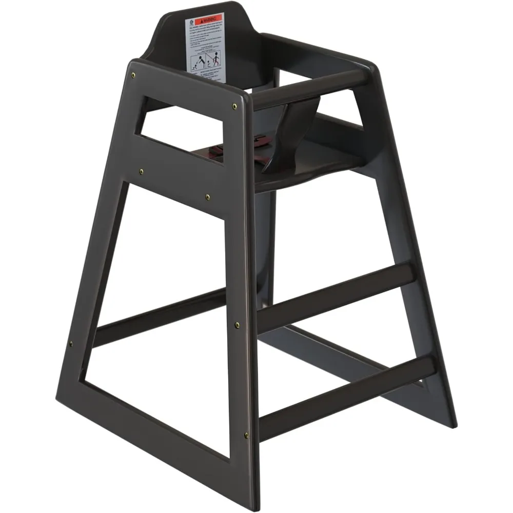 Assembled Restaurant Wood High Chair A with Black Finish