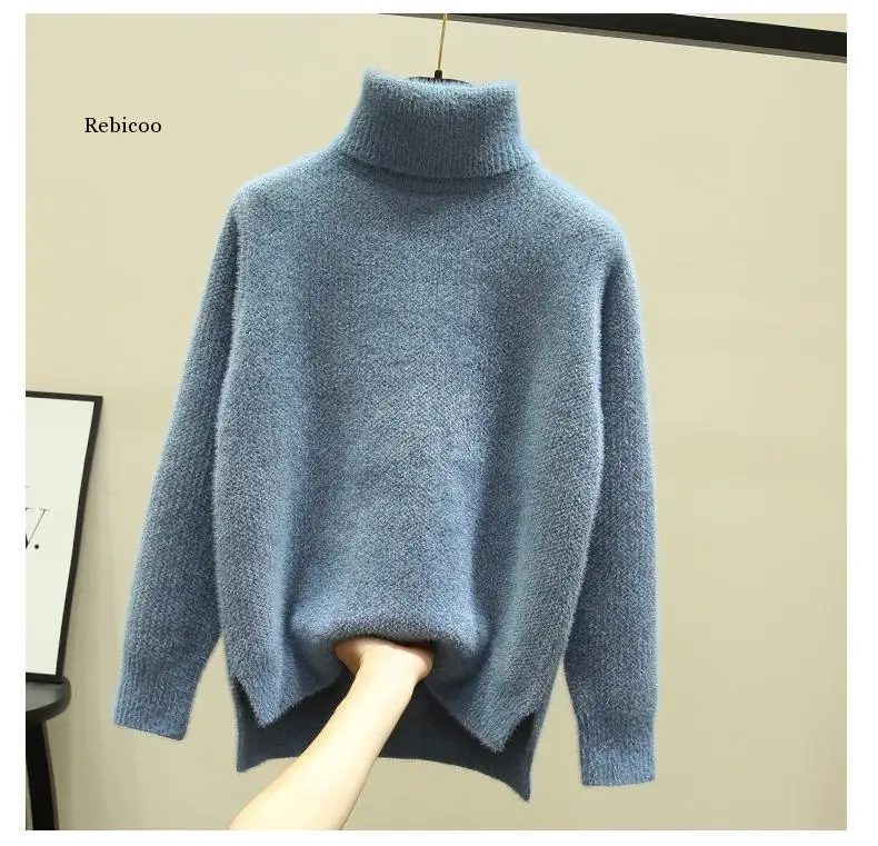 

Autumn and Winter New High Collar Knitted Thick Chenille Bottomed Sweater Warm Pullover Fashion Tops 2022 Women Korean Fashion