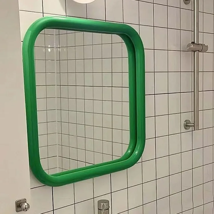 Espejo Rectangular para cosméticos, pequeño diseño nórdico moderno, marco de Metal, espejo coreano Specchio Da Parete, decoraciones para el salón