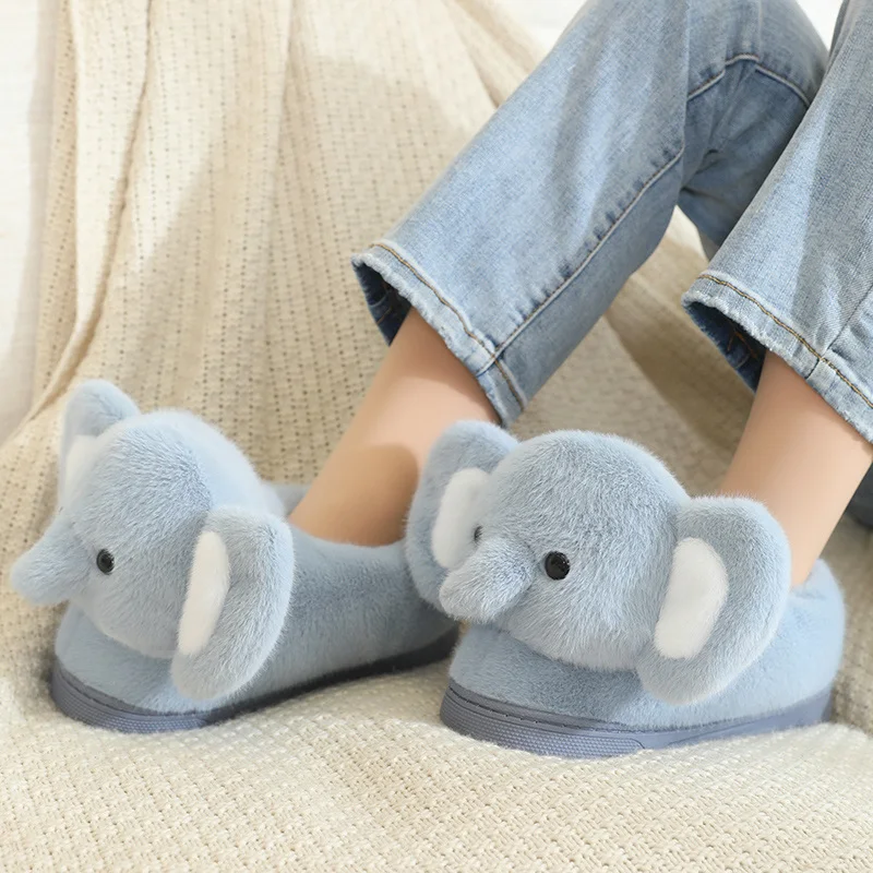 Cartoon Crooked Nose Little Elephant Plush Home Cotton Slippers Cute Elephant Nest Shoes Children's Christmas Decorative Slipper