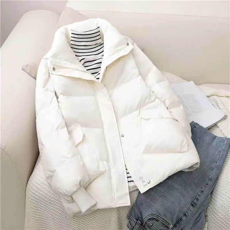 2023 Solid Color Loose Down Jacket For Women In 2023 Winter New Fashion Lapel Warm Pull Beam Jacket